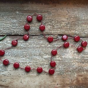 Mid-2000s Millennial Long Necklace Red Bead